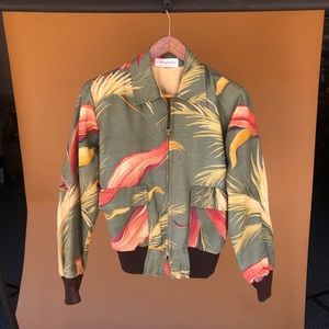 Vintage 70’s Bomber Jacket w/Tropical Floral print